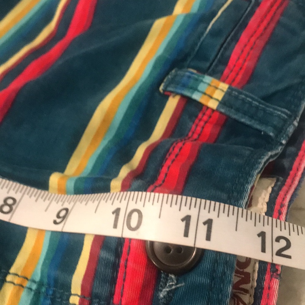 Vintage Arizona Shorts Mens 32 Blue Denim Stripe Y2K Festival Retro Hippie - Picture 8 of 10
